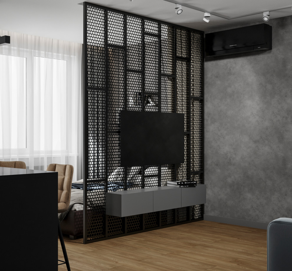 Студия в тёмных тонах для молодого человека