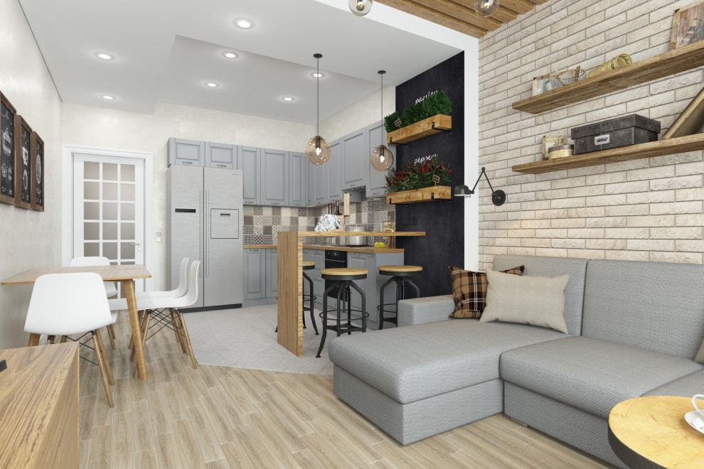 Дизайн кухни гостиной в ЖК "Аврора-парк", г.Краснодар