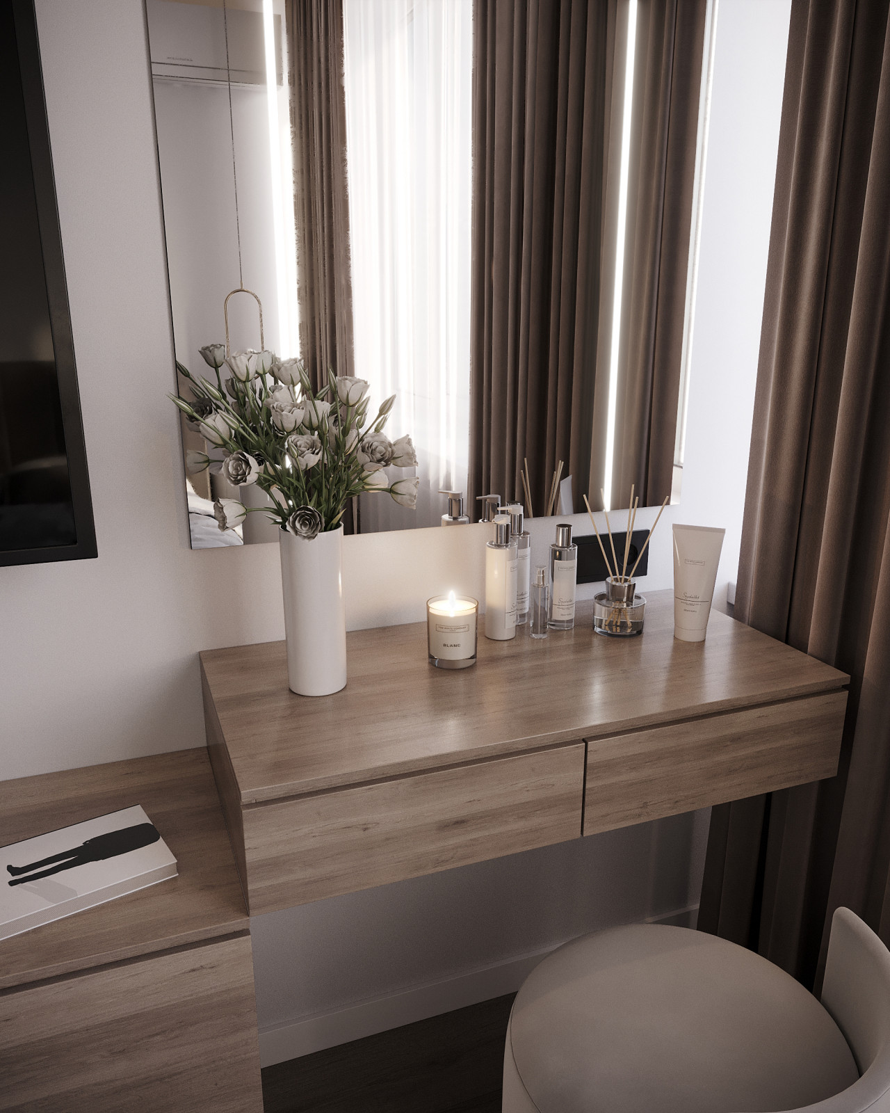 Дизайн и 3д-визуализация спальни в ЖК Преображение