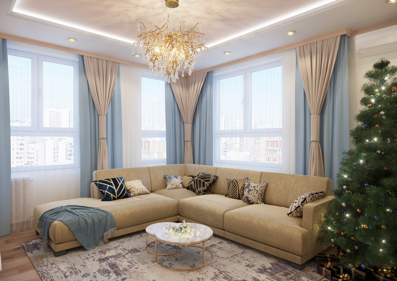 Гостиная в карамельной цветовой гамме