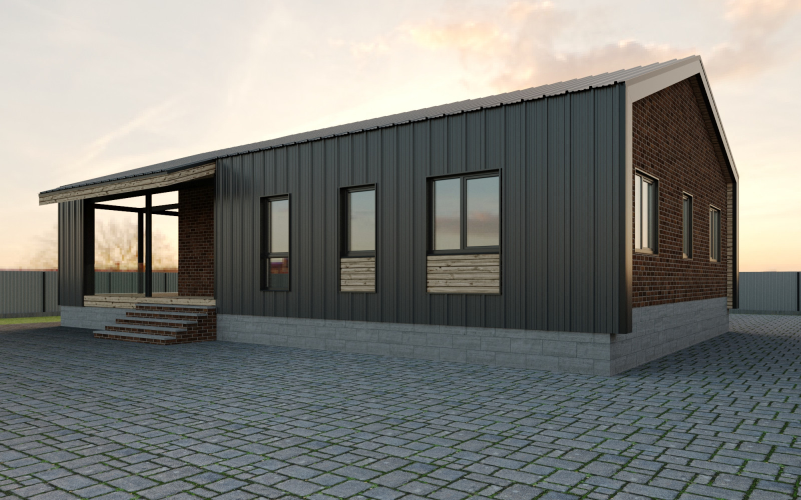 Обложка проекта: Эскизный проект одноэтажного коттеджа