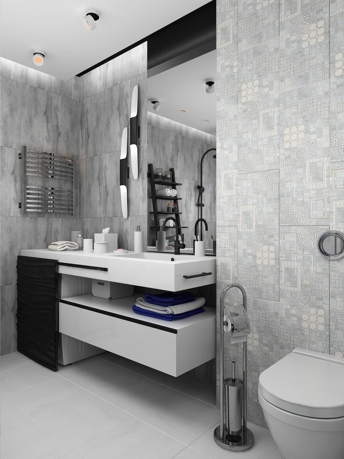 Аскетичный и женственный, лаконичный и смелый интерьер квартиры в трех уровнях