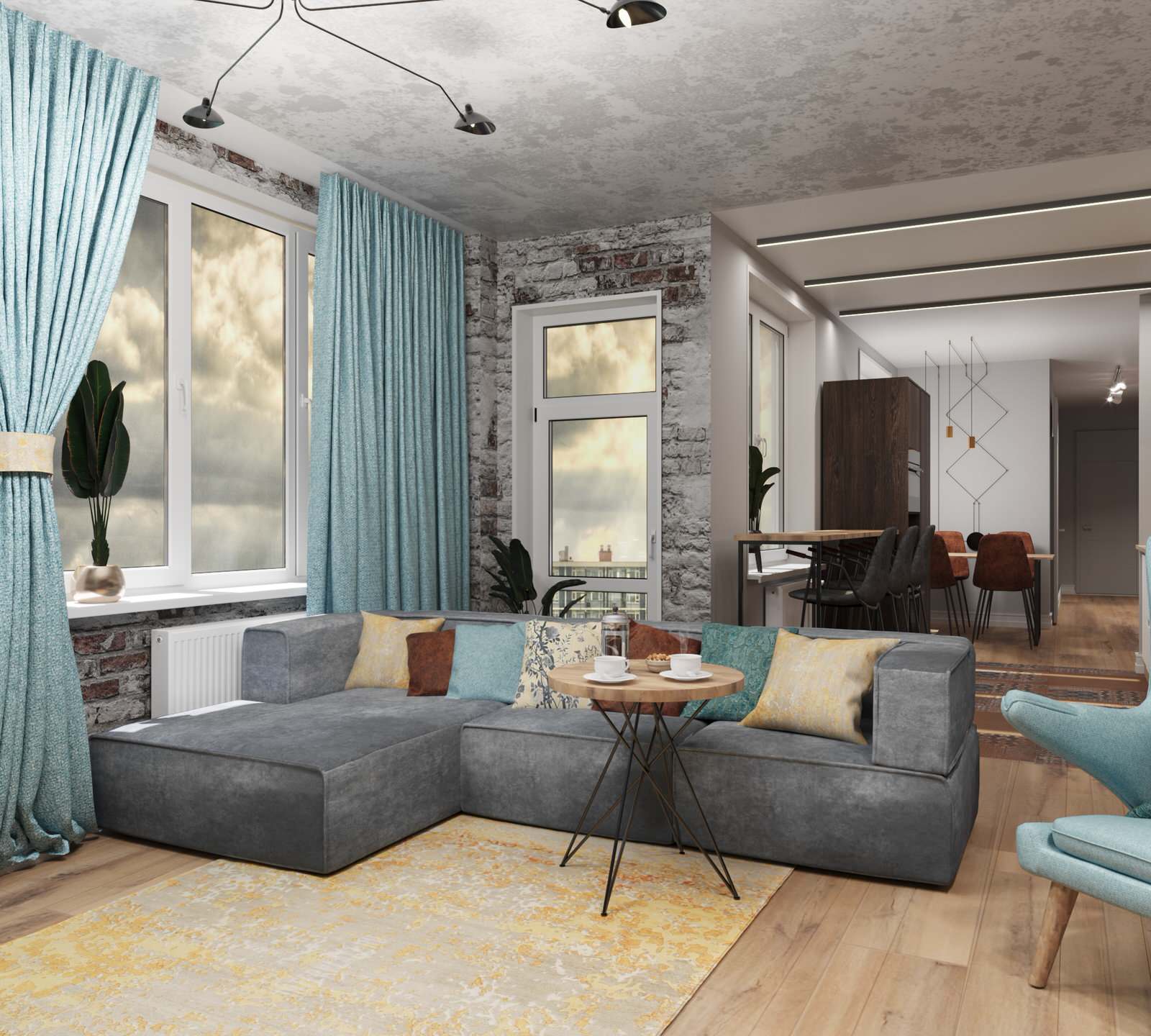 Обложка проекта: Кухня-гостиная в стиле лофт