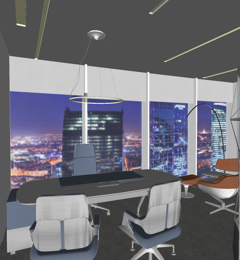 Концепция офиса для компании аэрокосмической отрасли в Москва-Сити