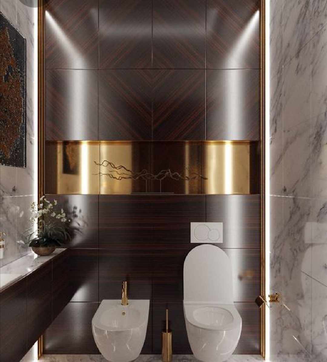 Ванная в эко стиле,  с элементами бамбука и трасника