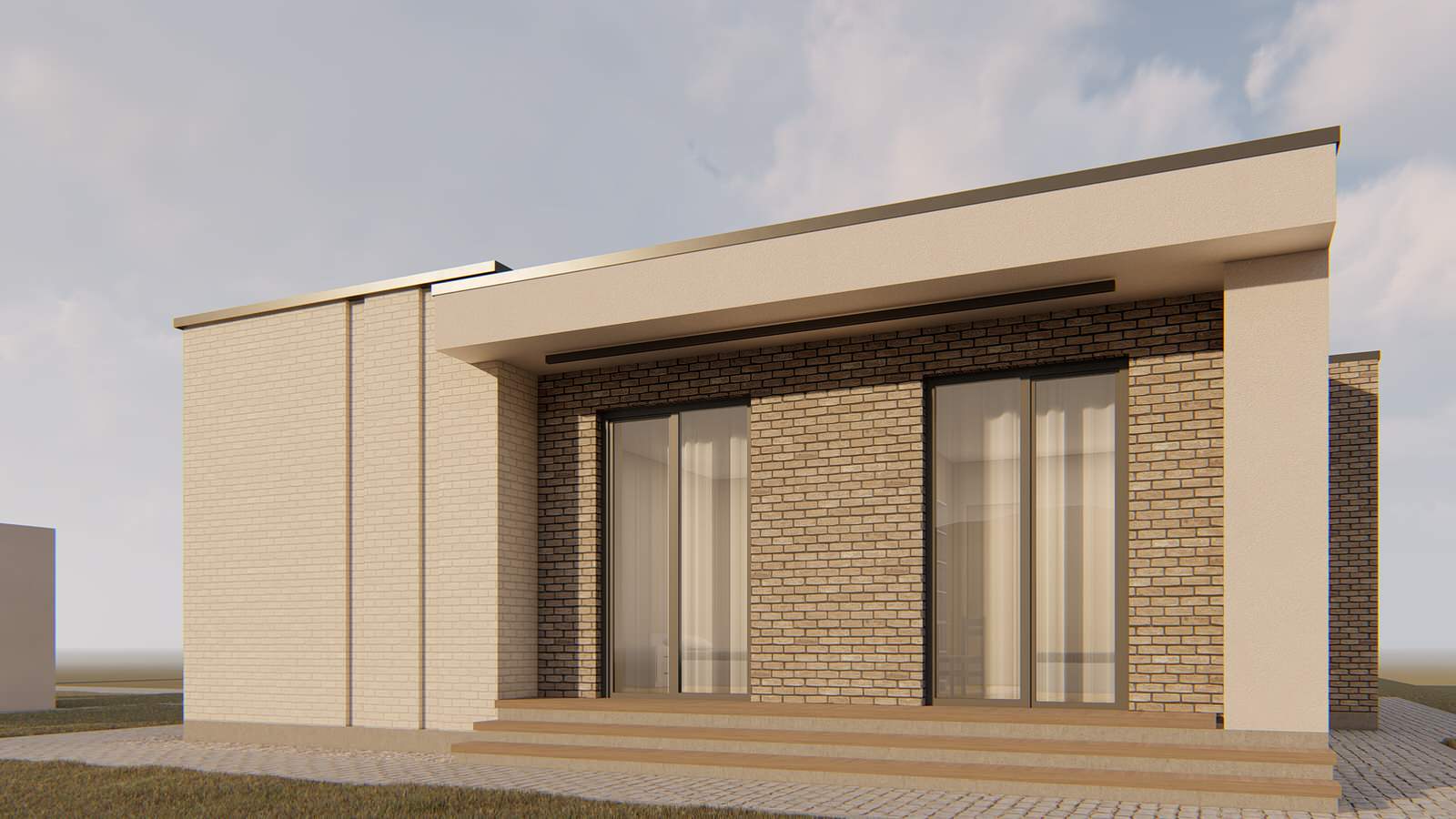 Одноэтажный дом в современном стиле.