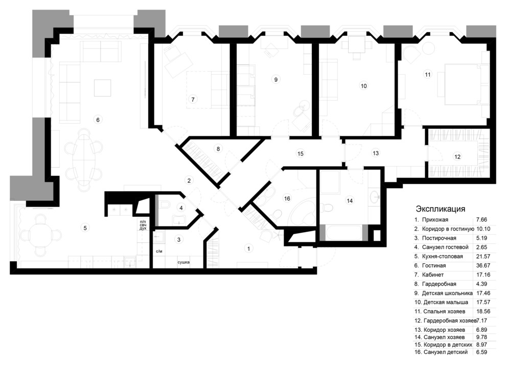 Houzz тур: Традиционный московский интерьер на 37-м этаже новостройки