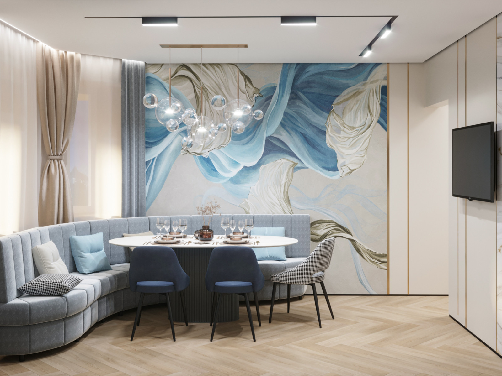 Кухня с эркером, неоклассика