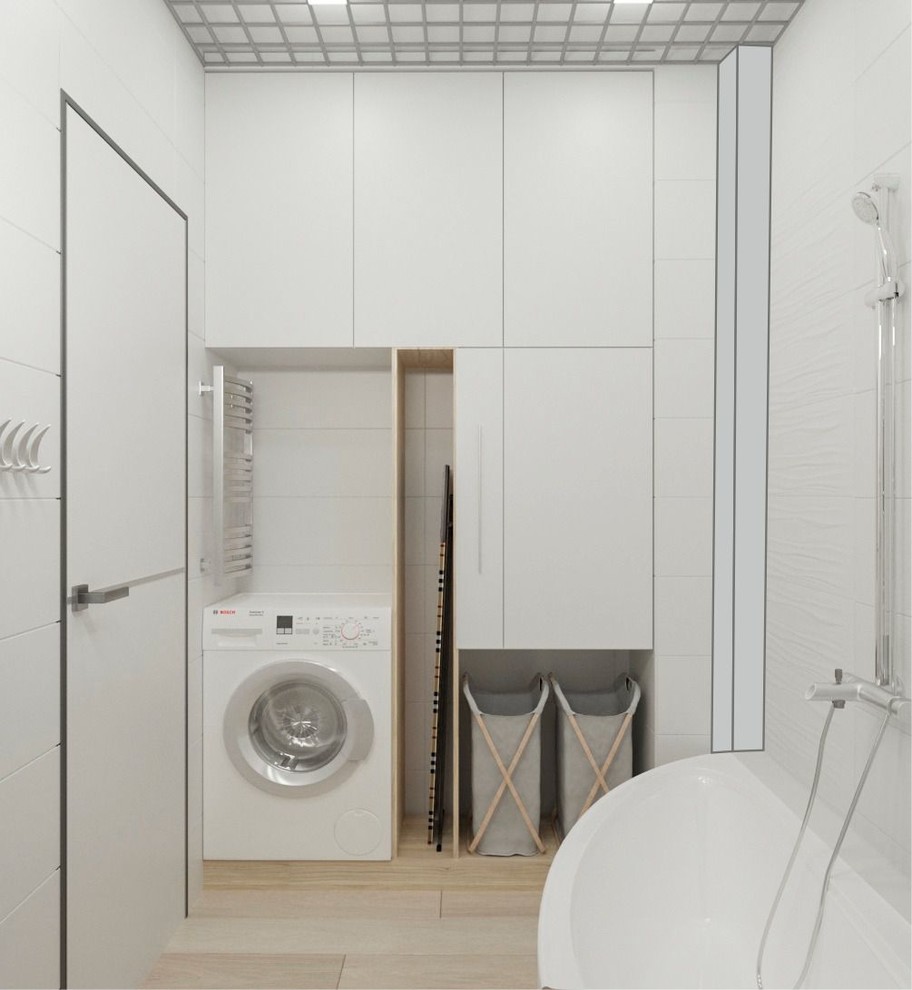 Хозяйственная зона в ванной.