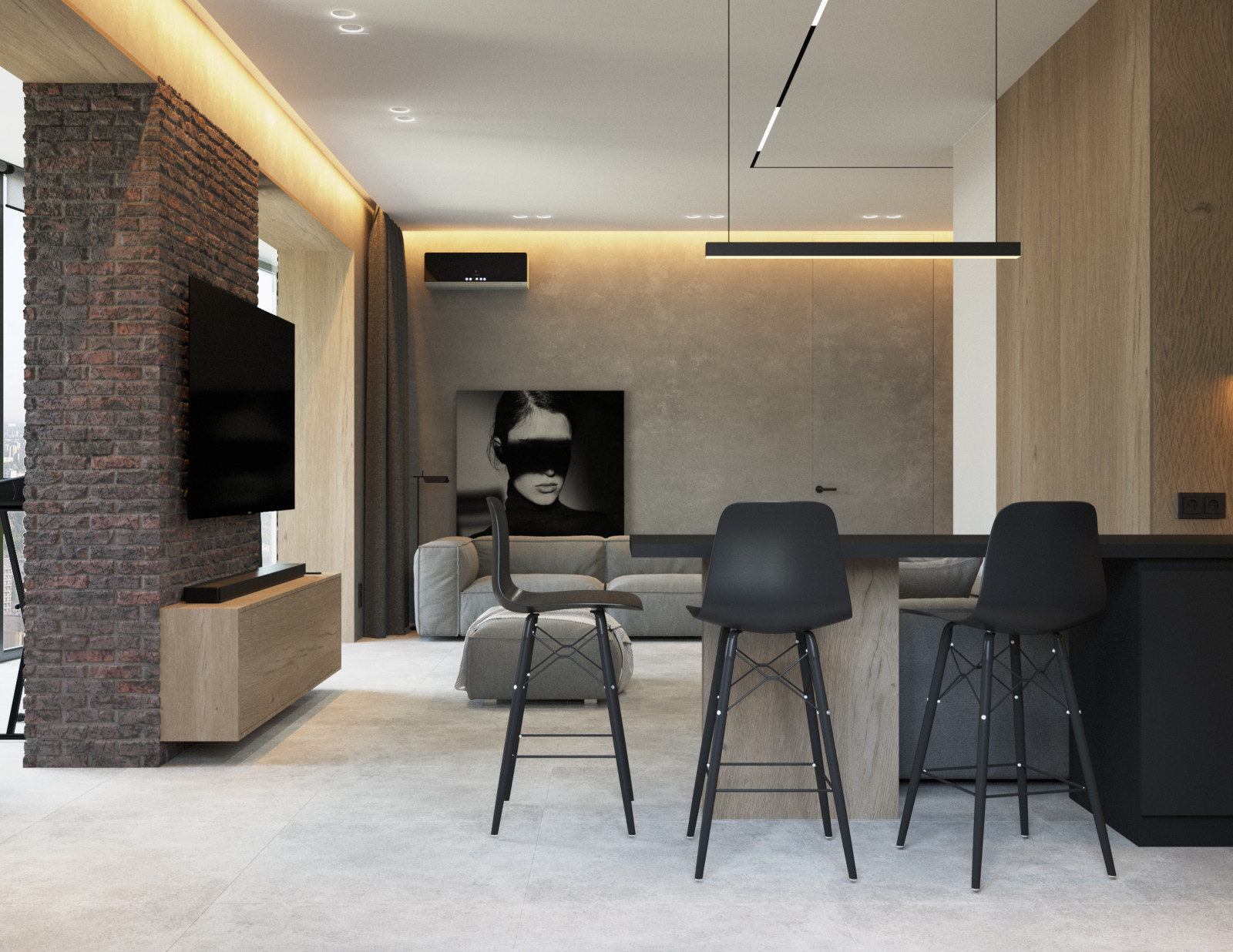 Современная квартира с видом на лес