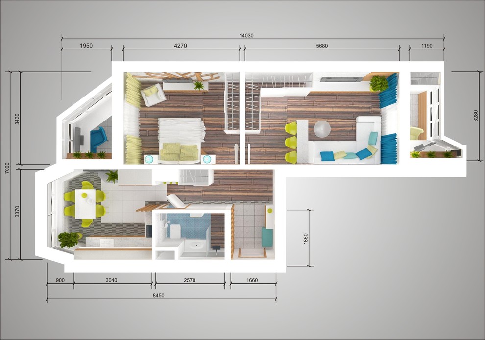 Планировка: Двушка-«распашонка» в П-44Т