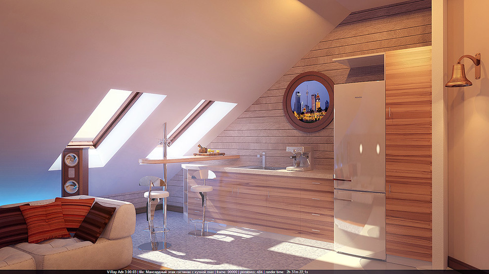 Интерьер мансардного этажа