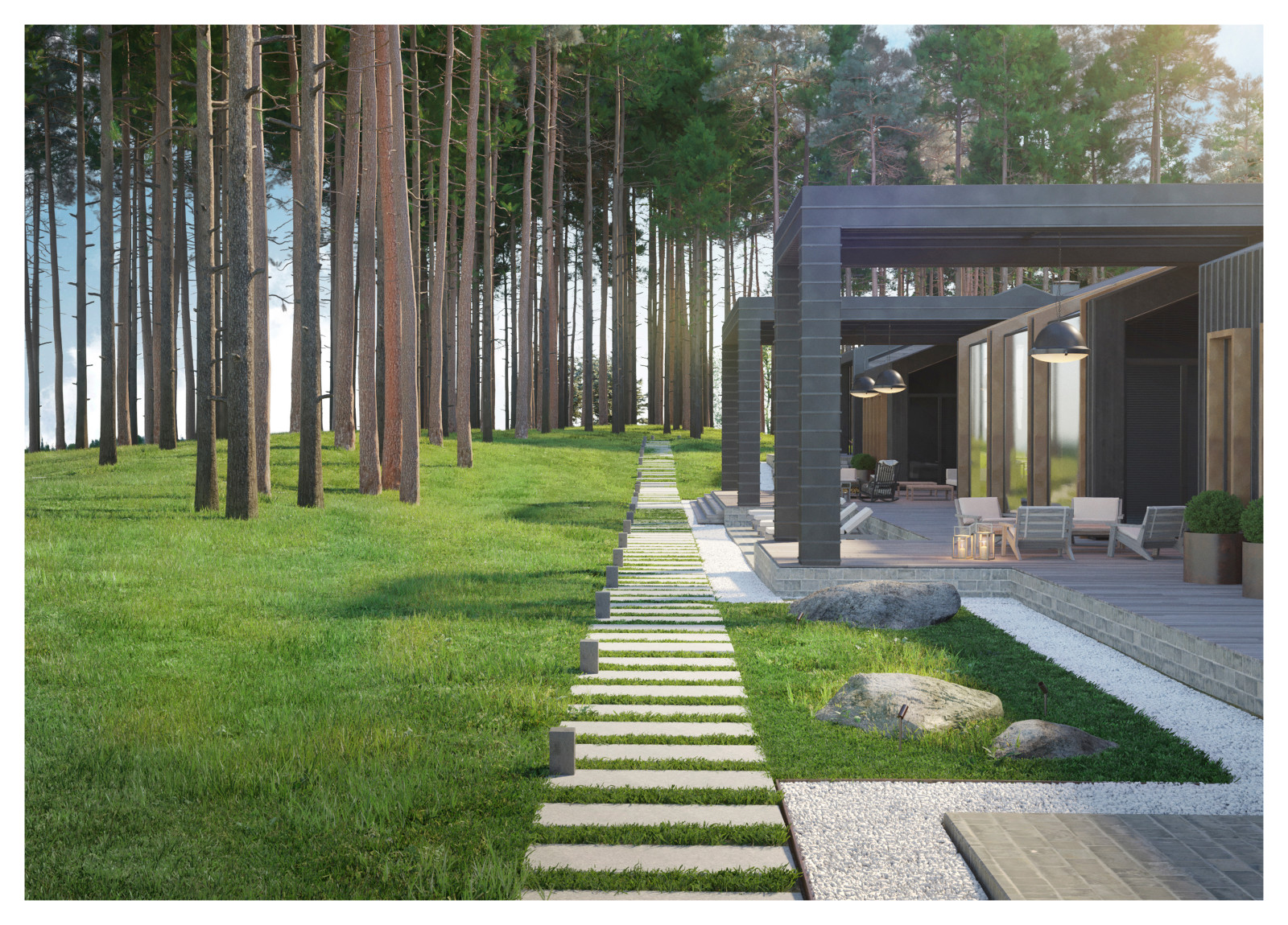 Дом охотника. Благоустройство территории.