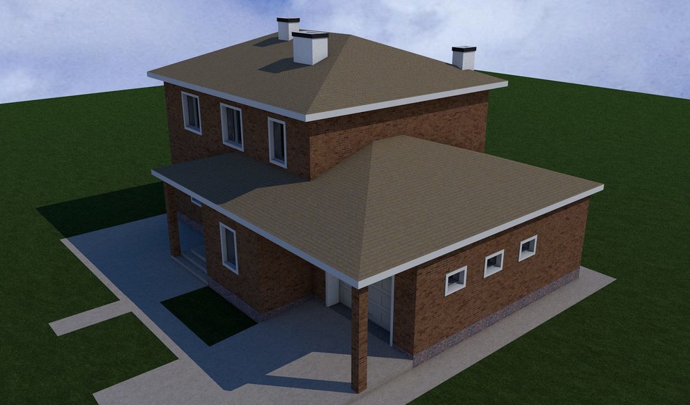 Разработка концепции 2-х этажного коттеджа площадью 200м2