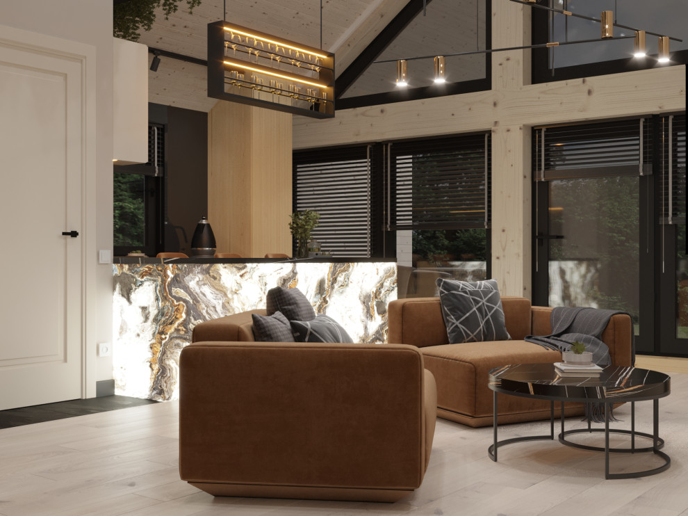 Кухня-гостиная в загородном доме