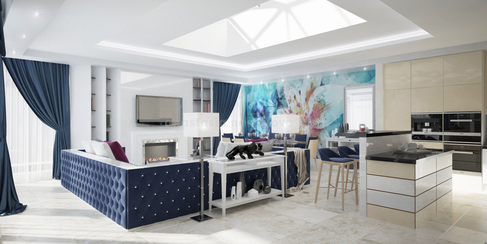 Обложка проекта: Коттедж "Небесное нео-арт деко"