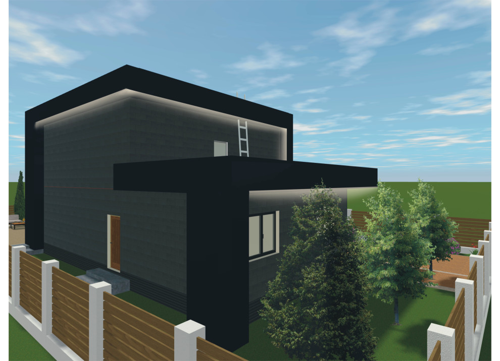 разработка дизайка фасада дома и построение зон участка