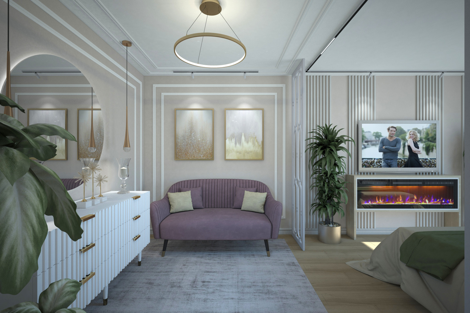 Спальня. Квартира в многоэтажном доме 160м2. 2 Варианта.