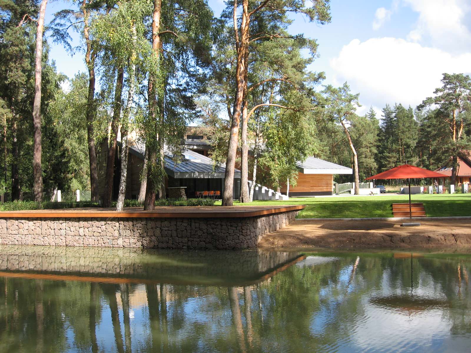 Дом в соснах у пруда