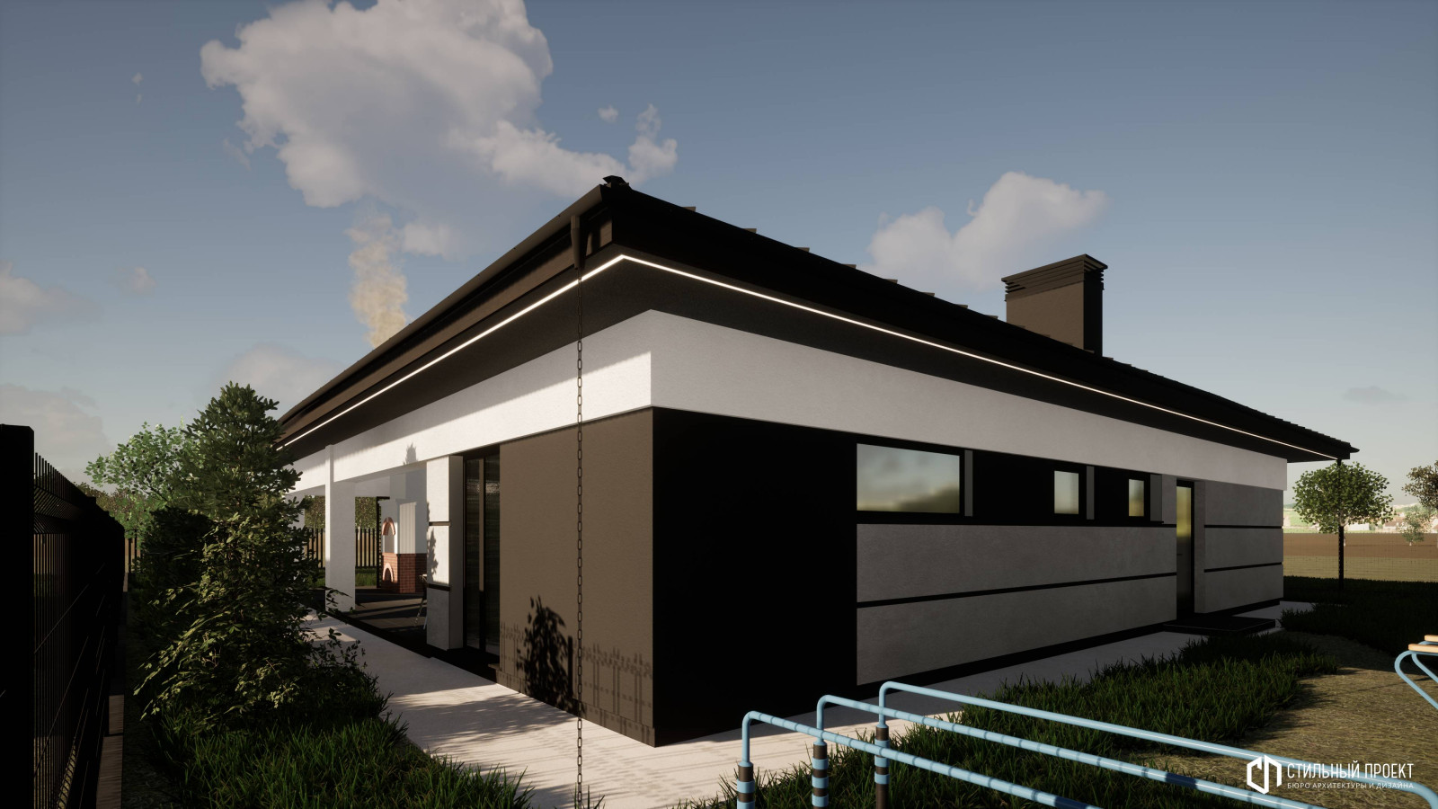 Одноэтажный дом с гаражом