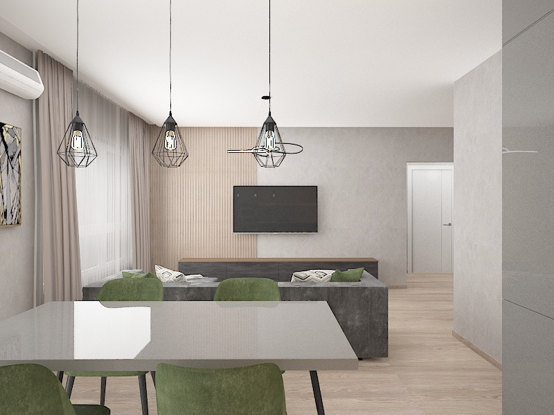 Квартира в современном стиле с элементами лофта, 90 Кв.м