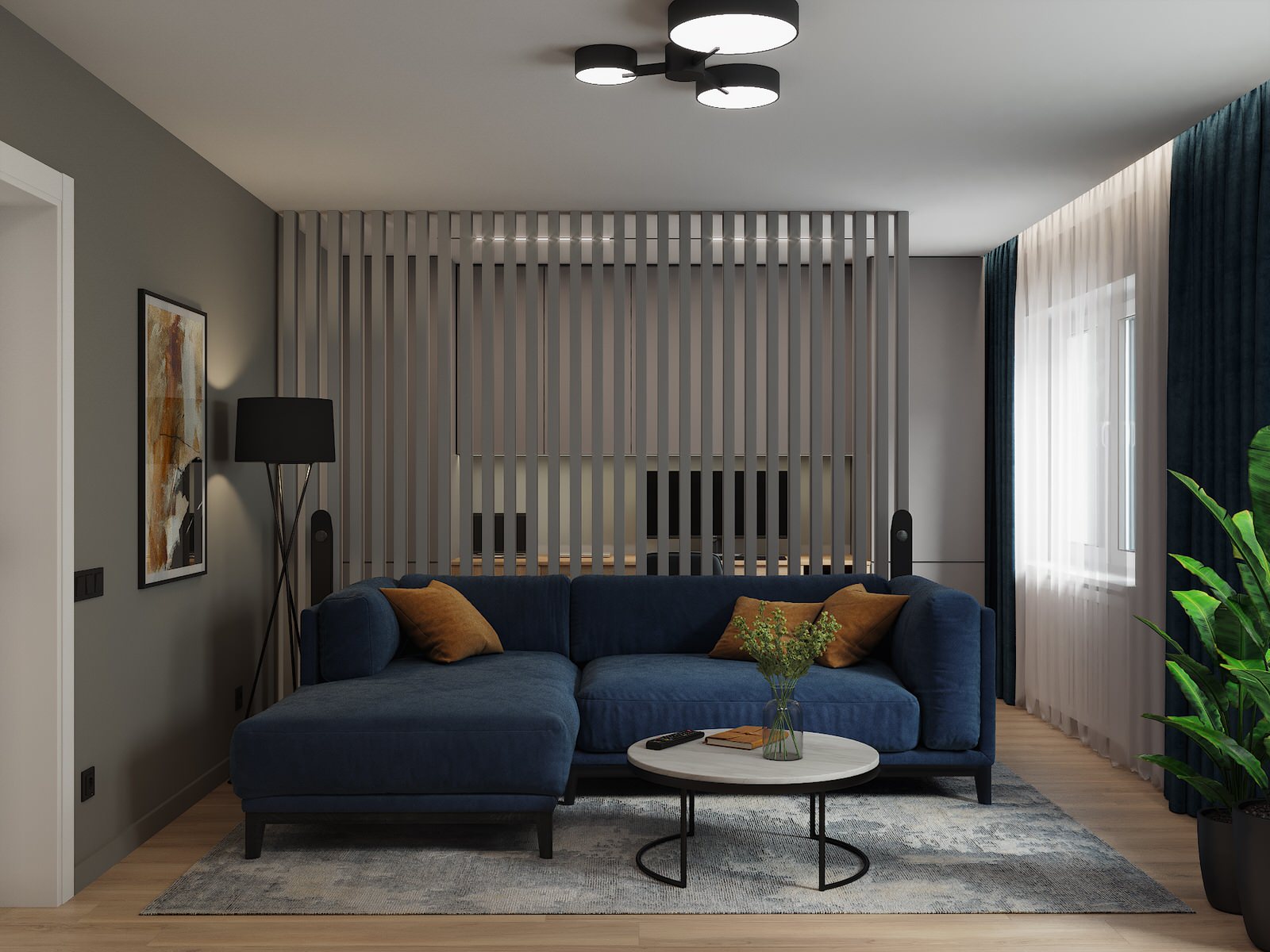 Визуализация дизайн-проекта квартиры 95 м кв, для пары с ребенком