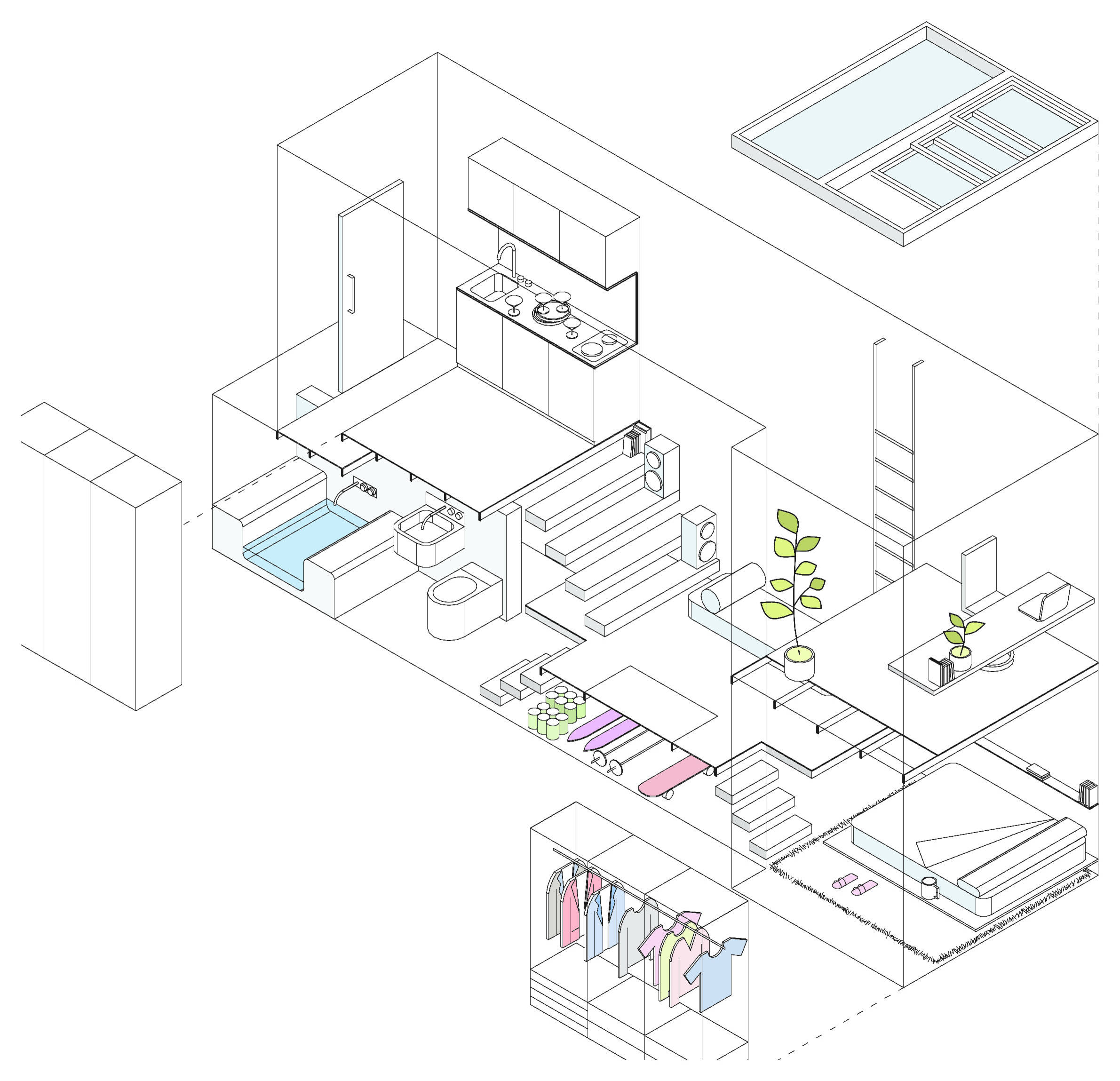 Houzz Испания: 21 метр в Мадриде — маленький узкий дом