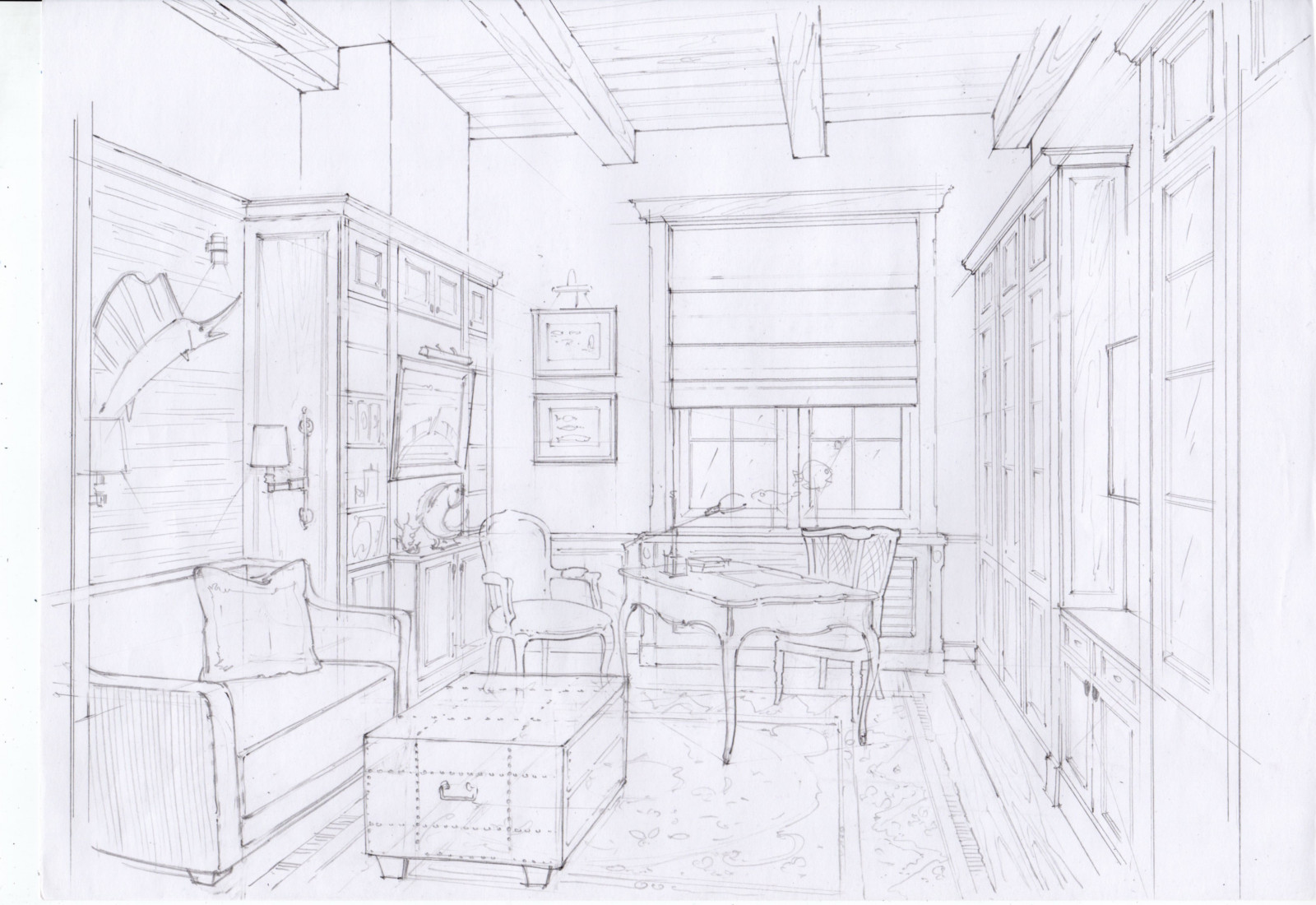 Акварельные эскизы к проекту: Загородного дома в стиле Прованс.