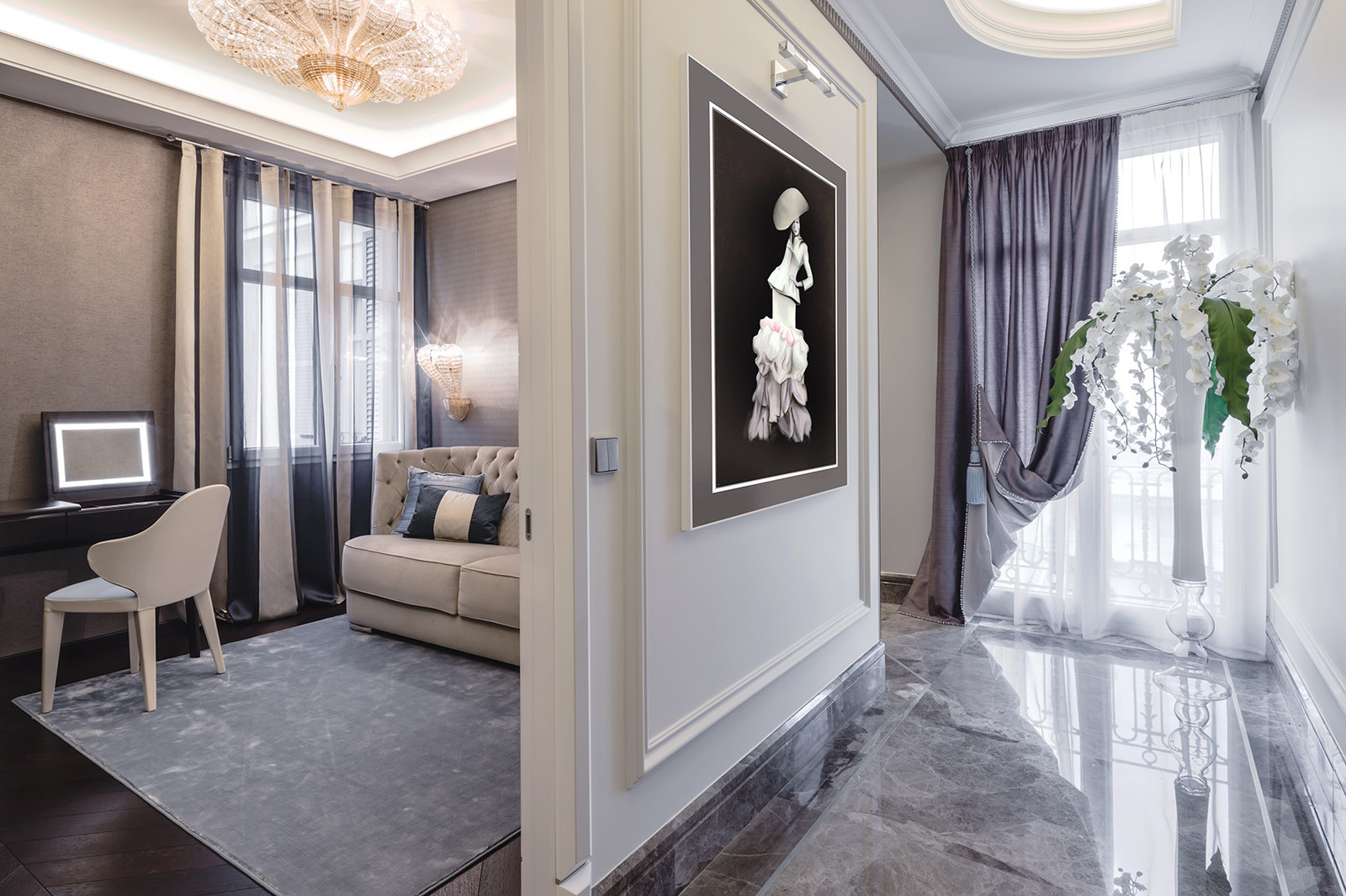 Delicate interior of a villa on Cote d'Azur. / Деликатный интерьер в Ницце