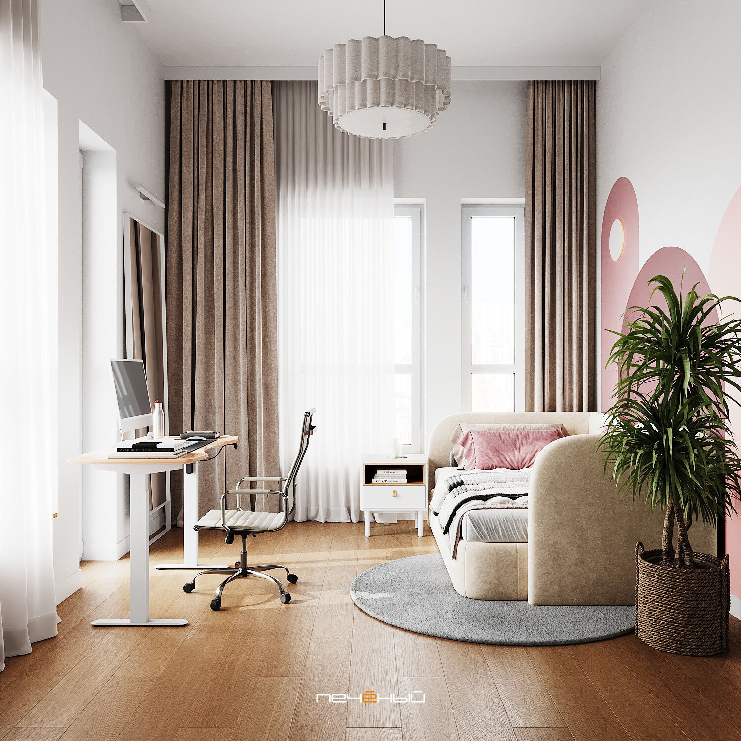 2025 Дизайн 2-комн. квартиры 76 м² в современном стиле, Москва, Green Park