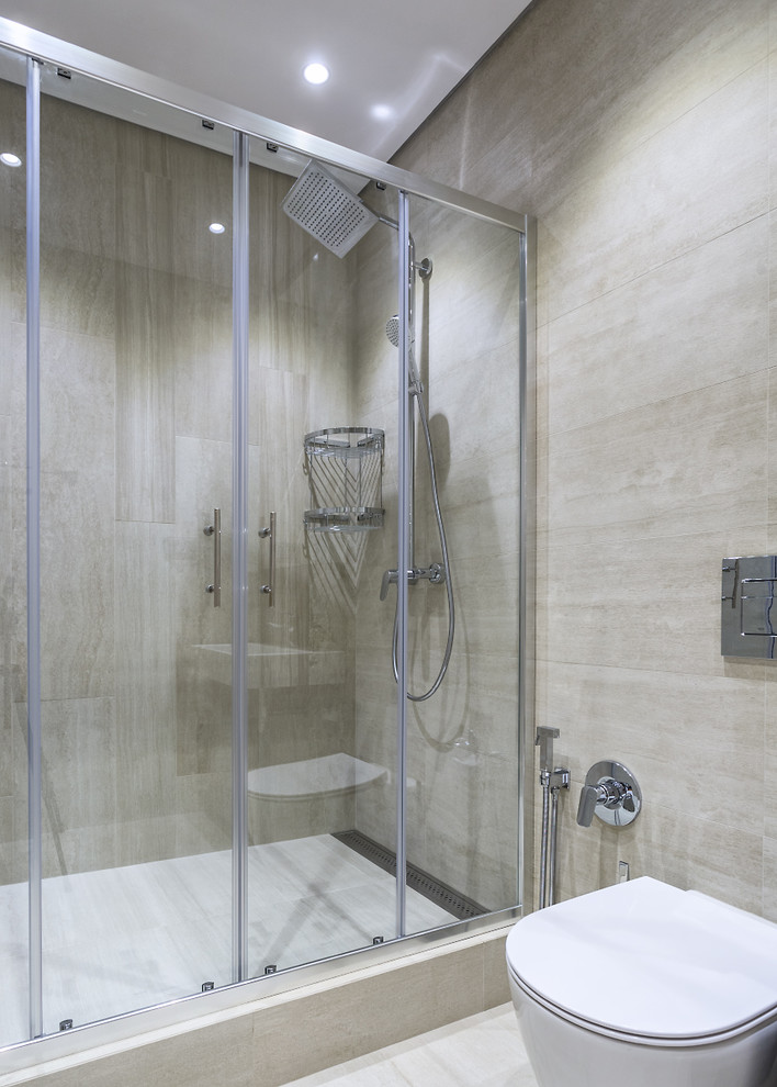 Современный проект с 2 спальнями в серых тонах.