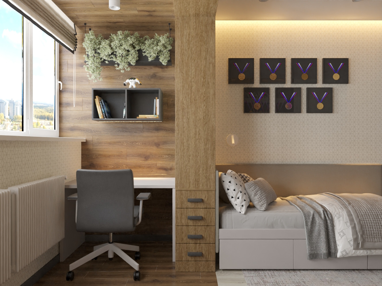 Квартира 64 кв/м в современном стиле, Ультрамарин