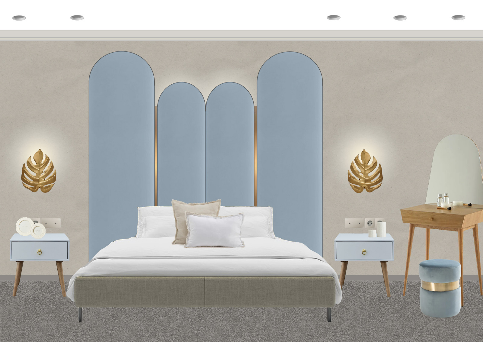 Обложка проекта: Мудборд Спальной комнаты в нежных голубых тонах