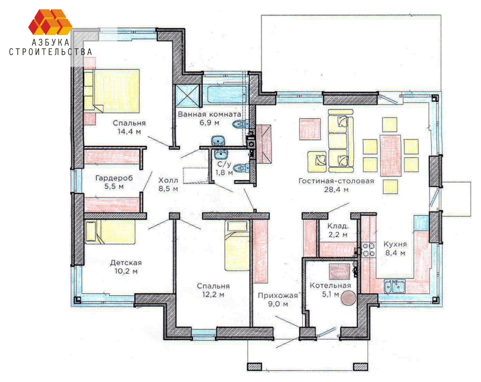 Одноэтажный проект дома АС-114