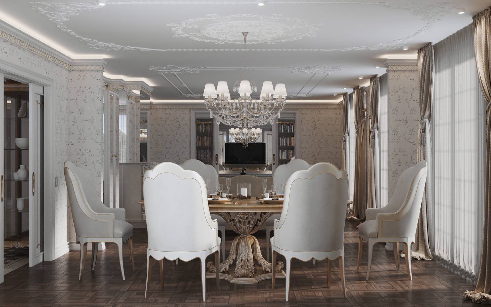 Интерьер столовой в проекте виллы