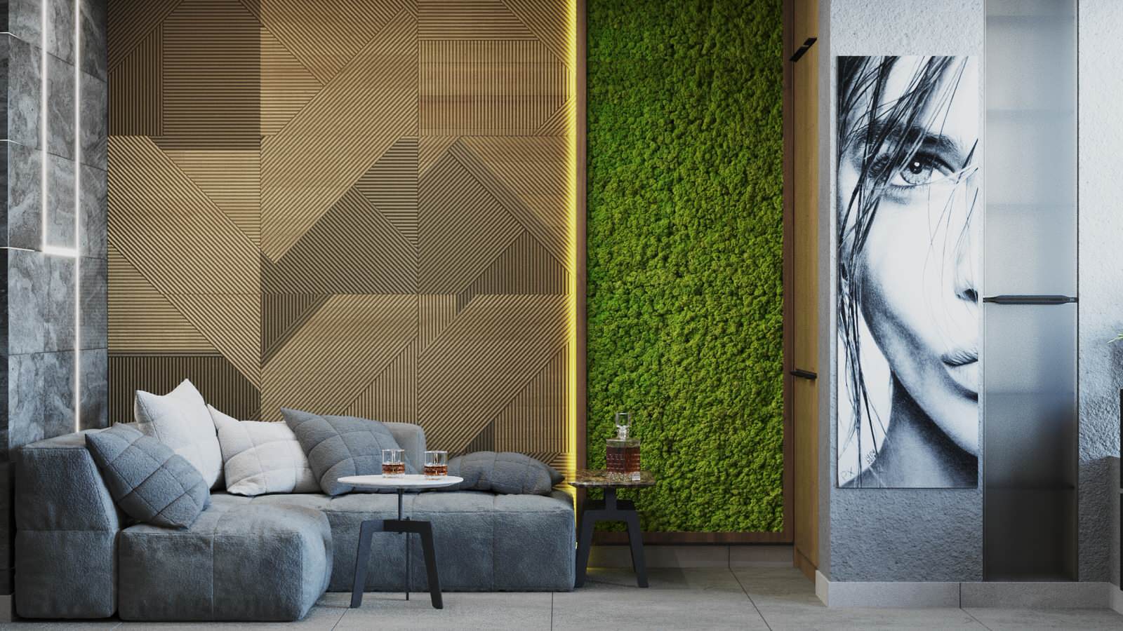 Визуализация гостинной и кухни