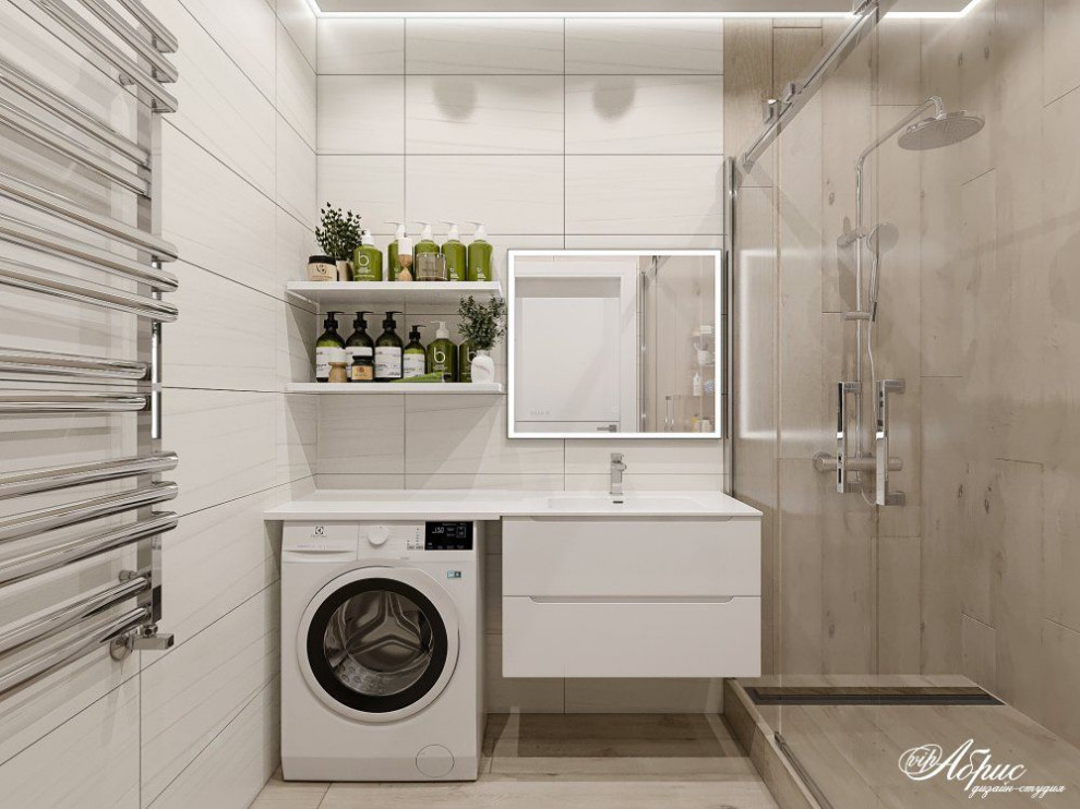 Дизайн двухкомнатной квартиры с совмещенной кухней-гостиной (ул.Кольцевая)