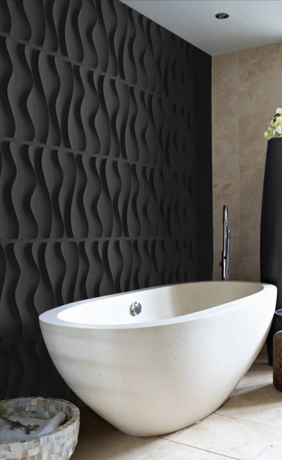 Ванная в эко стиле,  с элементами бамбука и трасника