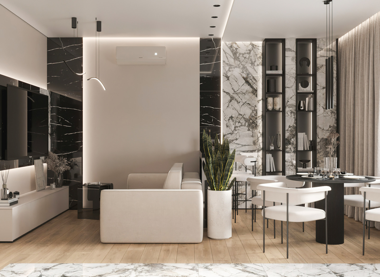 17. Marble 106м². Кухня-гостиная