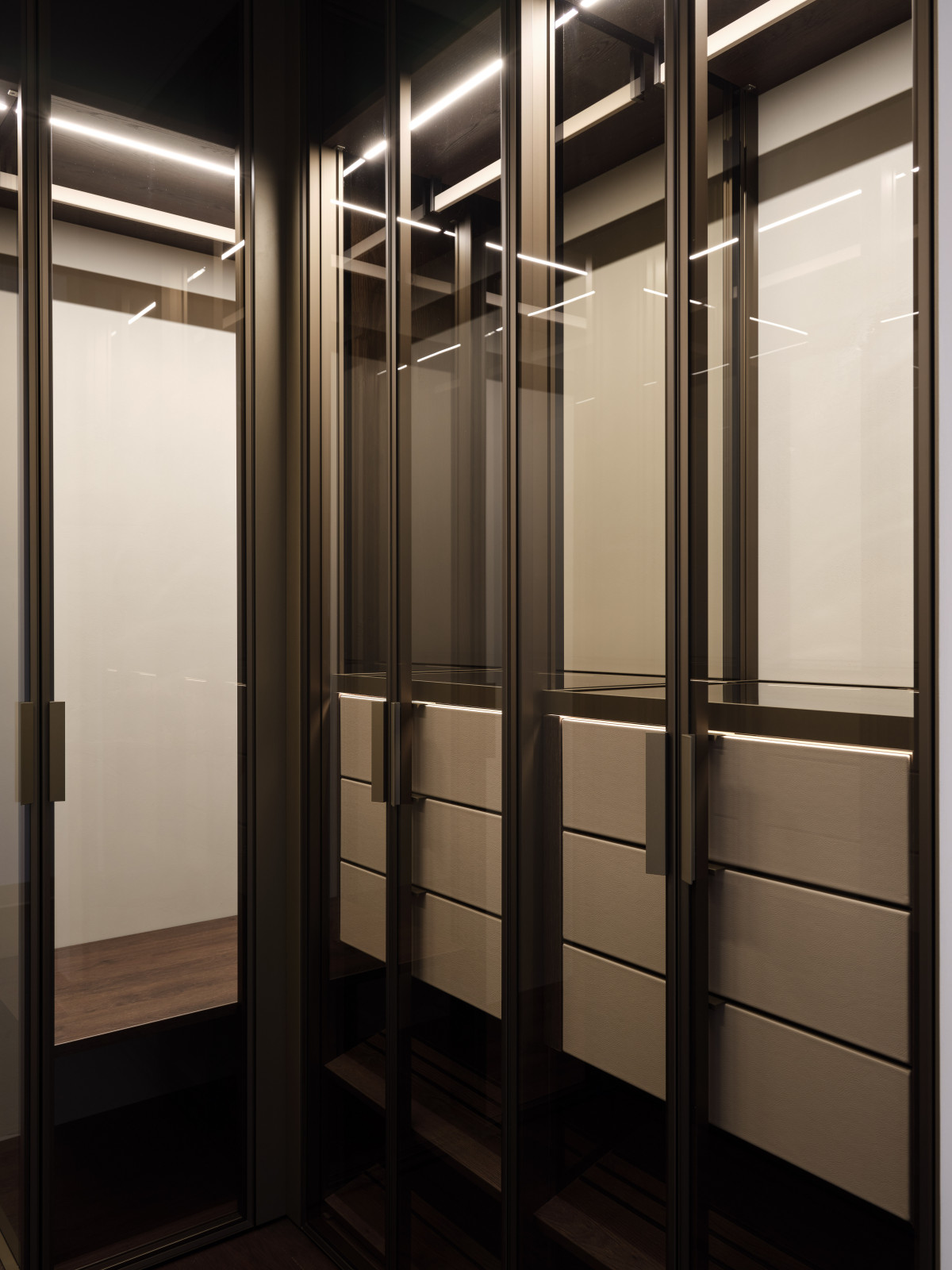 Стеклянная гардеробная система