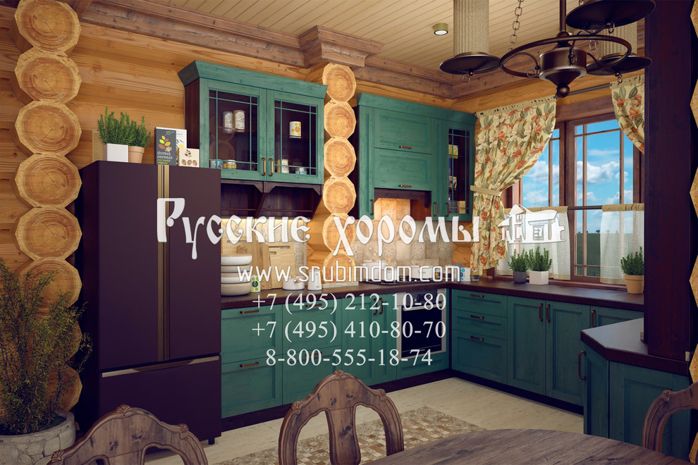 Интерьер кухни в рубленном доме