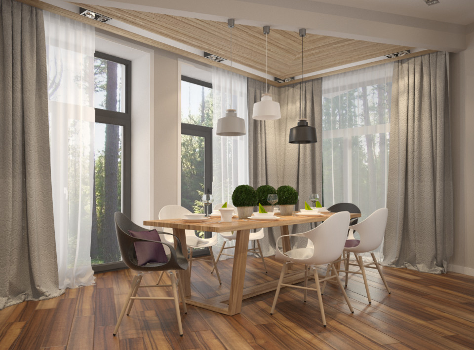 Интерьер двухэтажного загородного дома