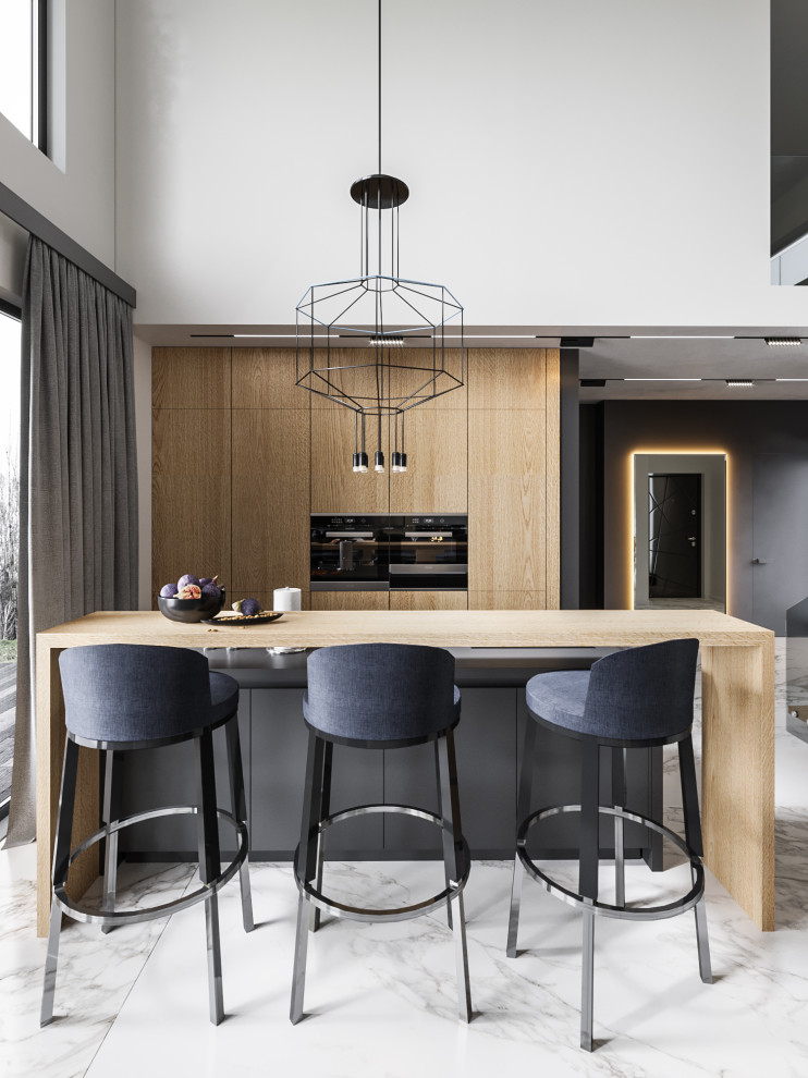 Загородный дом под Санкт-Петербургом. Кухня-гостиная