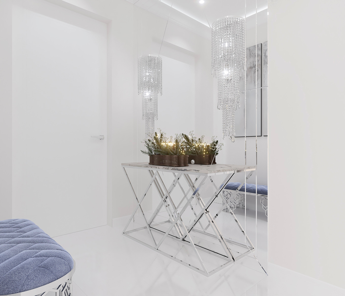 Обложка проекта: Роскошный белый интерьер в стиле ар-деко 105 кв.м. в ЖК ФИЛИ СИТИ