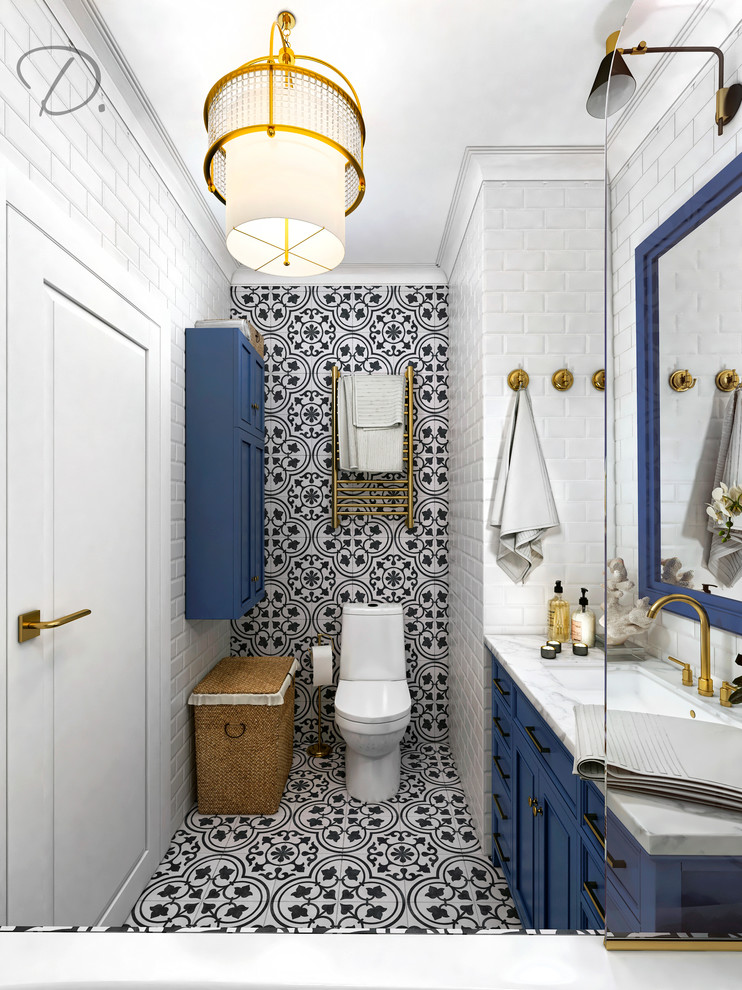 Смелый санузел в стиле современной классики и сканди