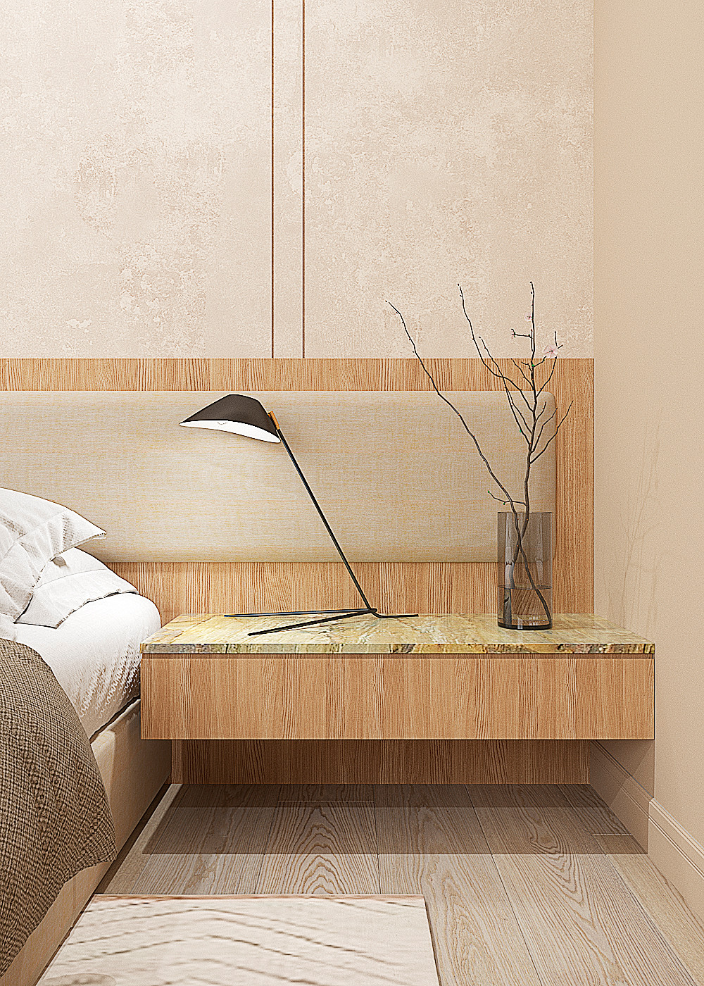 Спальня в проекте небольшой квартиры для молодого человека