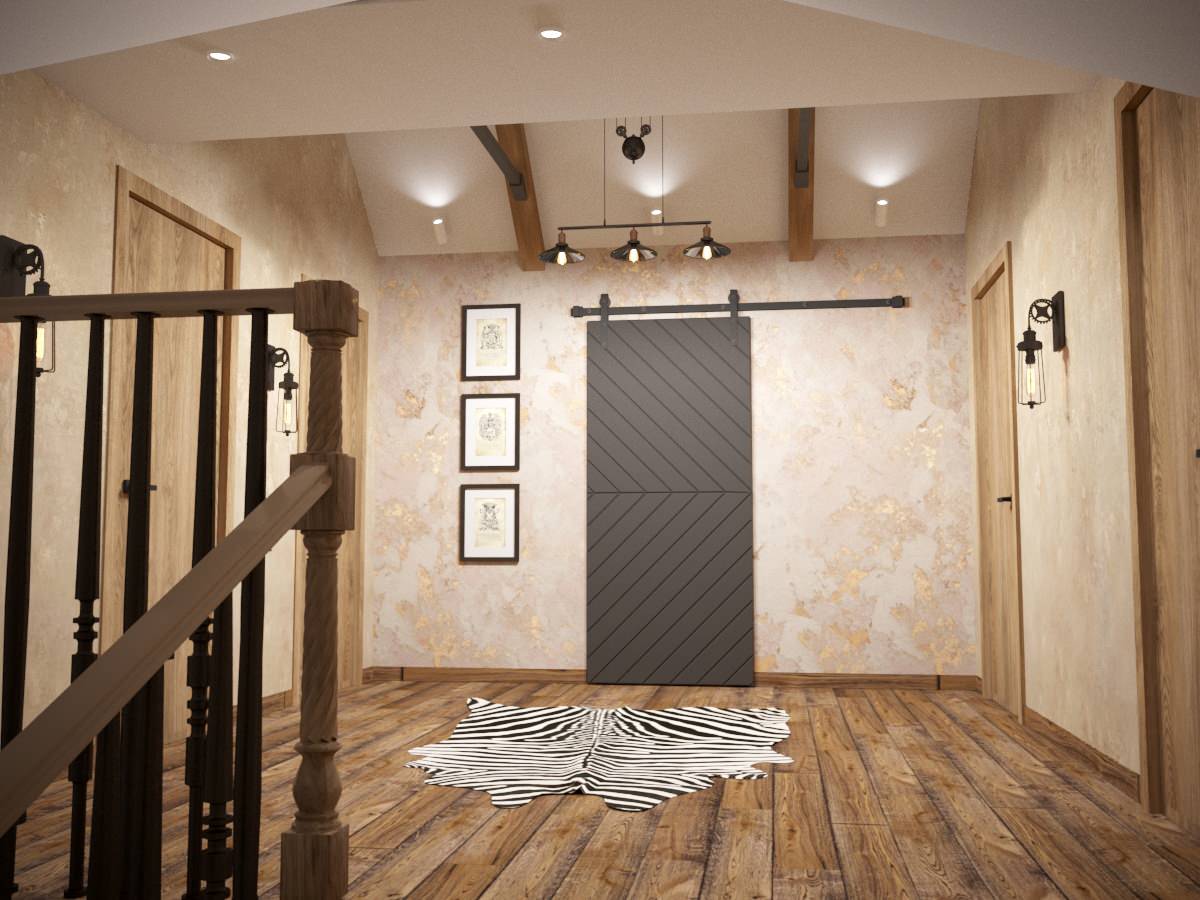 Интерьер мансардного этажа в стиле лофт