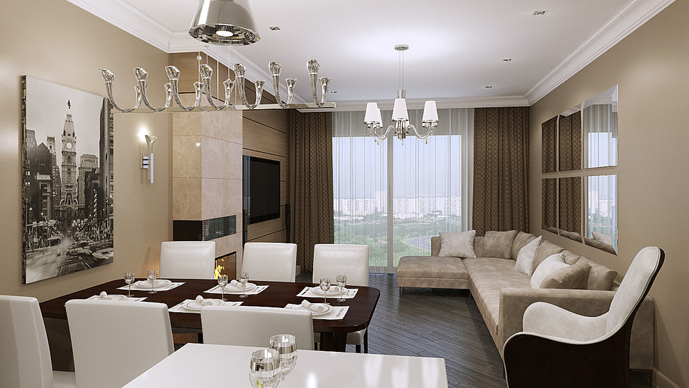 Обложка проекта: Квартира в современном стиле с камином