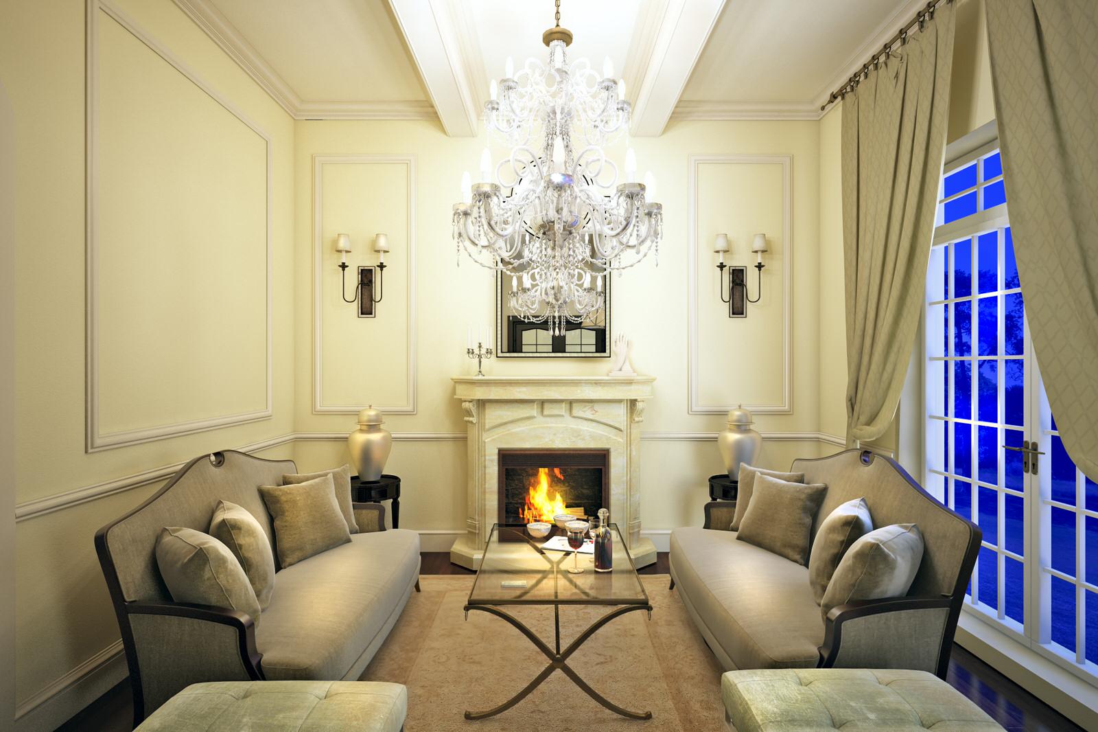 Обложка проекта: Dining room with fireplace