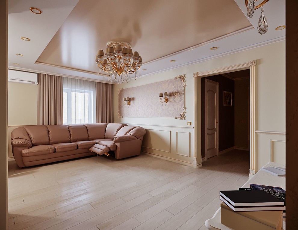 гостиная,совмещенная с кухней в стиле "ар-деко"